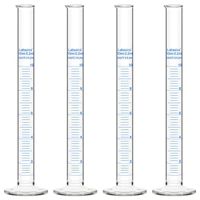 Immagine di Labasics Vetro Cilindro Graduato (4 Pacchi) 10 ml, Graduated Borosilicato di Misurazione