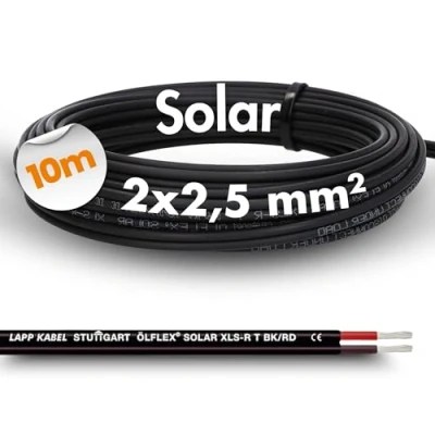 Immagine di 10 metri di cavo solare Lapp ÖLFLEX SOLAR XLS R T 2X2,5mm² BK/RD gemello