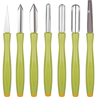Immagine di Tescoma 422010 Presto Carving Set di Utensili Decora Verdure, Acciaio Inossidabile, Verde/Arancio