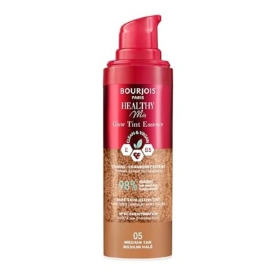 Immagine di Bourjois Healthy Mix, 05 Medium Tan, Glow Tint Essence, Effetto Filtro Pelle Nuda, Finish Luminoso, Idratante Colorato, Texture Rinfrescante, Formula Vegana e Clean, 30 ml