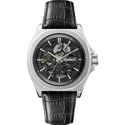 Immagine di Ingersoll The Orville Automatic Men&#039;s Watch with Skeleton Dial and Black Leather Strap I09302B