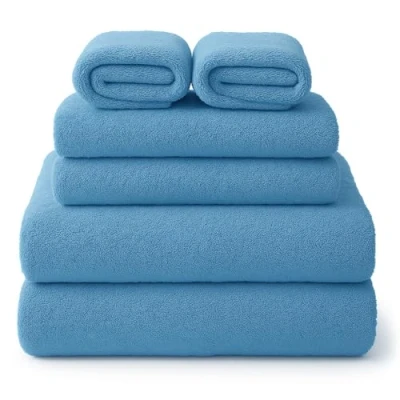 Immagine di Glart 49M4B Premium Quality absorbent Microfibre Hand towels. Easily Dries Skin And Hair Just by Dabbing. Set of 6, Colour: Blue