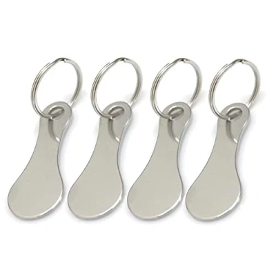Immagine di Comforty Set di 4 chiavi per carrello della spesa, in acciaio inox, rotonde argento, Taglia unica