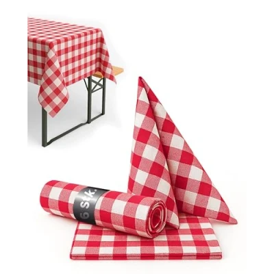Immagine di texpot tovaglioli rustica a quadretti 40 x cm 6 pezzi Rosso E Bianco Scacchi 20 mm 100% cotone stile country