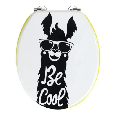 Immagine di WENKO Sedile WC Be Cool, copriwater in MDF, fissaggio massiccio acciaio inox resistente contro la ruggine, all&#039;umidità, superficie priva di pori, 35,5 x 42,5 cm