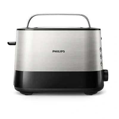 Immagine di Philips Viva Collection Tostapane, 2 Fette, 7 Impostazioni, Scongelamento e Scalda Brioche Integrato, Auto Spegnimento, Leva di Sollevamento, Nero (HD2637/90)