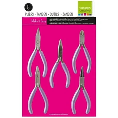 Immagine di Vaessen Creative, Set di 5 Pinze per Gioielli, in Acciaio, Colori Assortiti