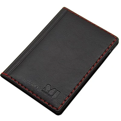 Immagine di myledershop Porta carte di credito con 12 scomparti MJ Design Germany Made in UE diversi colori e designs (Design 4 / Nero)