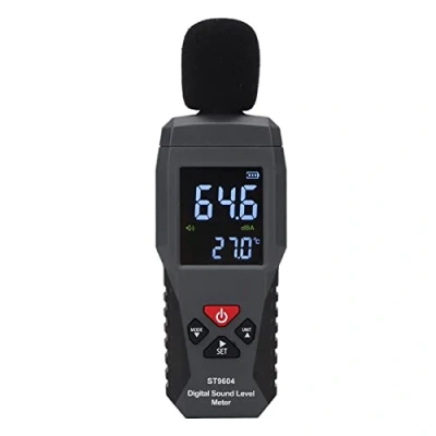 Immagine di Fonometro, fonometro Digitale Gamma 30 130dB Strumento di misurazione del Volume Rumore Tester monitoraggio Decibel autocalibrato ST9604
