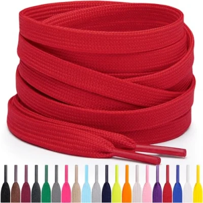 Immagine di Miscly Lacci Piatti per Scarpe Sportive, Disponibili in Varie Lunghezze e Colori (Rosso, 69 cm)