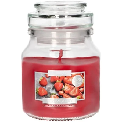 Immagine di KOTARBAU® Candela profumata in un bicchiere con coperchio, idea regalo, candele decorative per aromaterapia, durata fino a ore (piccolo, lampone)