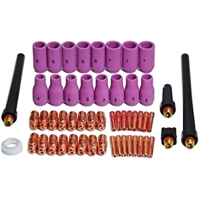 Immagine di RIVERWELD Tig Collets Bodies Allumina Cup 13n Series dimensioni assortite DB SR WP 9 20 25 Tigass Torcia Cubiti 53pcs