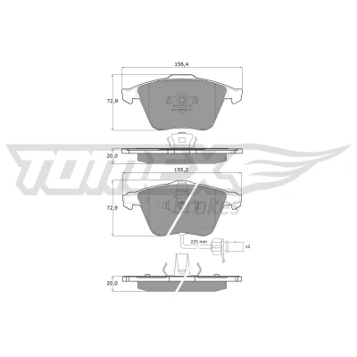 Immagine di TOMEX brakes TX 14 23 Kit pastiglie freno Assale anteriore Con contatto segnalazione usura AUDI: A4 B7 Avant, A6 C6 B6 Avant