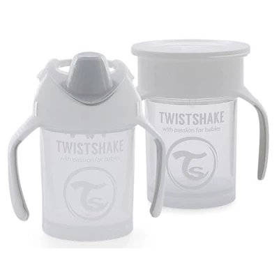 Immagine di Twistshake Tazze Senza Fuoriuscita Per Bambini Set Da 2 1x Tazza 360 + Mini Borraccia L&#039;apprendimento A Prova Di Perdite BPA Allenamento Bianco