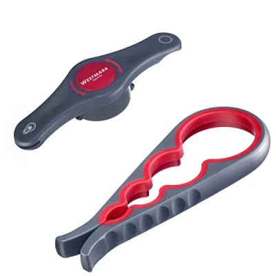 Immagine di Westmark Set, 2 Pezzi, 1 Apriscatole Multiuso + Multifunzionale, Plastica di Alta Qualità/Acciaio, Moby Dick/Propeller, Antracite/Rosso, 105122E6