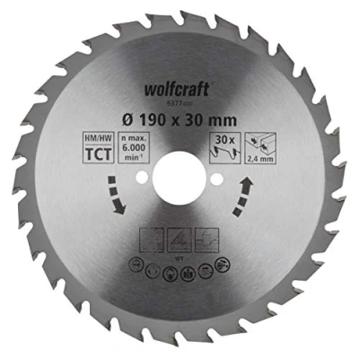 Immagine di Wolfcraft 6377000 Lama circolare in metallo duro 190 x 30 mm Numero di denti: 1 pz.