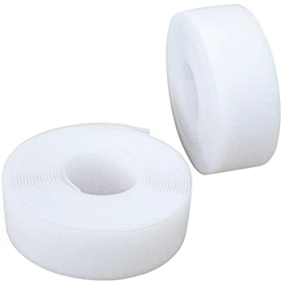 Immagine di Aerzetix C65974 Nastro/rotolo di scratch 40mm 5 metri auto aggrappante organizer/fermacavo striscia aggancio sacchetto indumento cinghia colore: bianco in poliammide e poliestere