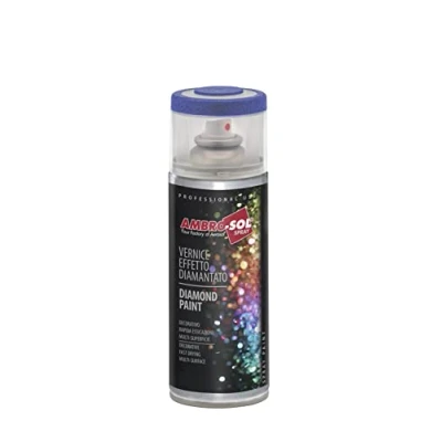 Immagine di Ambro Sol V400DIAM2 Smalto / Vernice Finiture Speciali Diamantati, Metallizzato a Base di Glitters Perlescenti, Bomboletta Spray in Banda Stagnata Riciclabile 400 ml, Blu