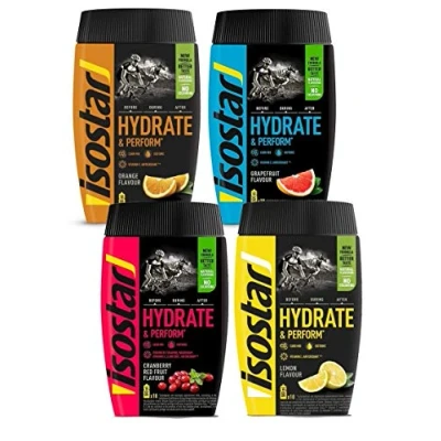 Immagine di Isostar Hydrate &amp; Perform Grapefruit Lemon Orange Cranberry 4 Pacchetto