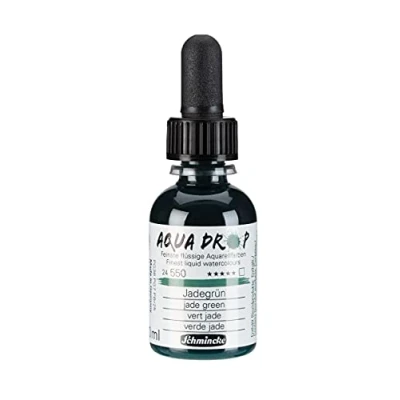Immagine di Schmincke AQUA DROP, verde giada, flaconcino con pipetta, 30 ml, 24550034, acquarelli liquidi, urban sketching, calligrafia, handlettering