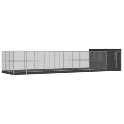 Immagine di vidaXL Voliera con Estensione Argento 1118x303x216 cm in Acciaio, Gabbia per Uccelli, Ampia piccioni
