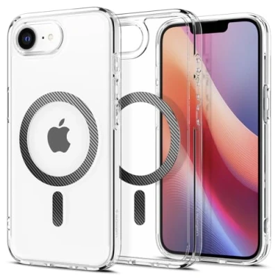 Immagine di Spigen Cover per iPhone 16e, Ultra Hybrid MagFit, Compatibile con Accessori MagSafe Clear Carbon Fiber