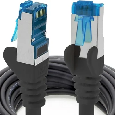 Immagine di 1aTTack.de 1m nero 1 pezzo Rete Cavi Cat6a S FTP CAT 6a doppia schermatura certificato GHMT PIMF 500MHz 10000 Mbit/s