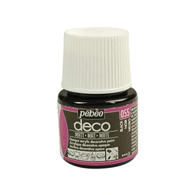 Immagine di Pébéo 204055 Colore Acrilico Opaco, 1 bottiglietta da 45 ml, Colore: Nero
