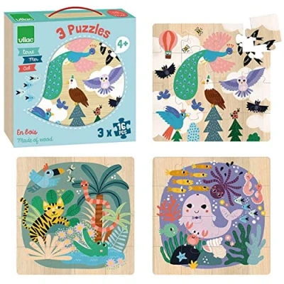 Immagine di Vilac 8536 Puzzle Terra Mare Cielo a partire dai 4 anni, Multicolore,