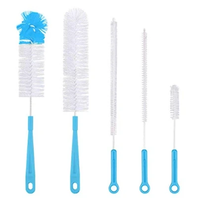 Immagine di Qisan 5Pcs Set di Spazzole per la Pulizia delle Bottiglie Multiuso Spazzola Lunga Detergente d&#039;Acqua Blu