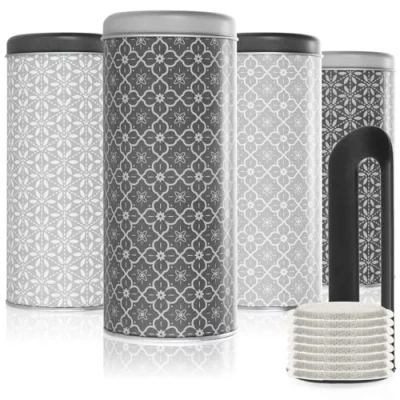 Immagine di com four® 4X Scatola per cialde Contenitore Decorativa con 2 Motivi in Colori (4 Pezzi Set 4)