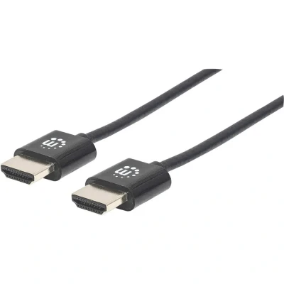 Immagine di Manhattan HDMI Cavo Spina A, a 1.00 m Nero 394352 UHD 4K;, Schermatura fogli, intrecciata, tondo, Certificato UL, altamente