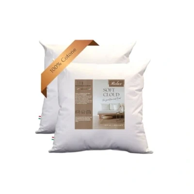 Immagine di GM Soft Cloud Set da 2 Cuscini 40x40 per divano, multiuso, pezzi interno decorativi con imbottitura in fibra anallergica foderata tessuto 100% cotone fresco Made Italy