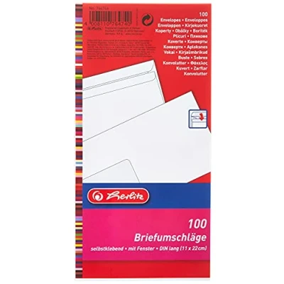 Immagine di Herlitz buste per lettere lunghezza DIN autoadesive stampa interna termosigillate incellofanate 100 pzz in bianco Con finestra DL
