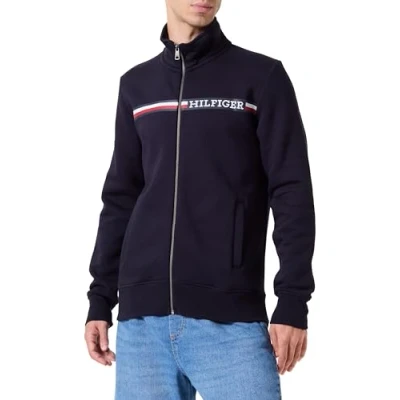 Immagine di Tommy Hilfiger Chest Stripe ZIP Through Felpa con zip, Uomo, Taglia: XS, Desert sky