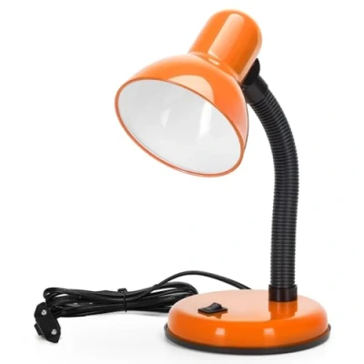 Immagine di Aigostar Lampada da Scrivania Vintage, Tavolo Compatibile con Lampadine LED Modello E27, Senza Lampadina, Max 240V, Arancio, per Adolescenti, Bambini, Ragazze, Leggere, Lavorare, Studiare