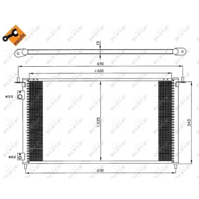Immagine di NRF EASY FIT 35636 Condensatore con anello tenuta 15,5 10,2 Alluminio 600 HONDA: CIVIC 7 Hatchback