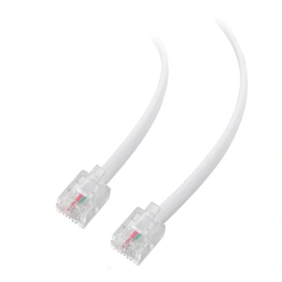 Immagine di Cable Matters Confezione da 2 cavo telefonico ADSL 5 m (cavo RJ11 a RJ11) per telefono, Internet DSL, ADSL, modem, in bianco