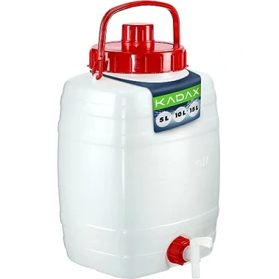 Immagine di KADAX Tanister d&#039;Acqua, Bevanda di plastica, bomboletta d&#039;Acqua Potabile, Serbatoio con Rubinetto, dell&#039;Acqua, Rango Bevande Guarnizione in Gomma (10 Litri Bianchi)