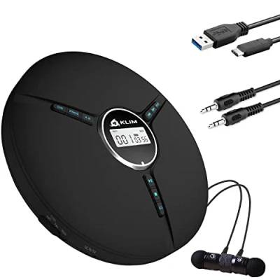 Immagine di KLIM Discman Lettore CD portatile con batteria interna ricaricabile + Auricolari Fusion e mini compatto, personale, compatibile R, RW ed MP3, Walkman NUOVO Bianco