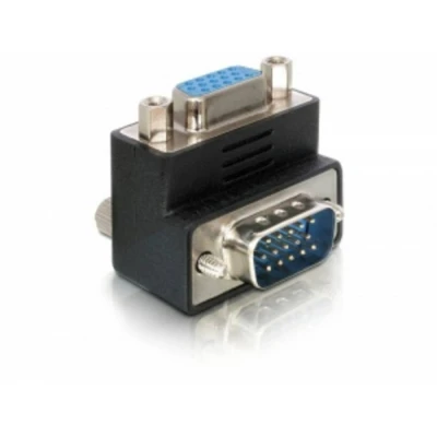 Immagine di Delock Adattatore VGA maschio a femmina 90ø (VGA, 7 cm), dati + video, Nero