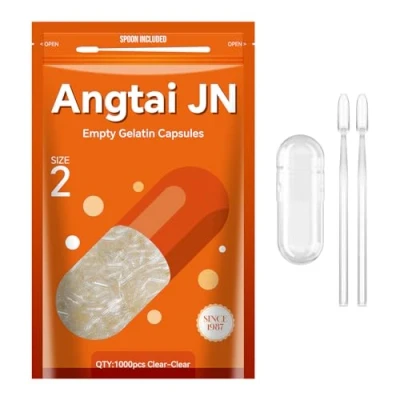 Immagine di AngtaiJN Capsule Gelatina Vuote 2 Trasparenti Da Riempire con Microcucchiai, Capsula di Fai Te Compatibile il Riempitore Misura 2, 1000 pezzi