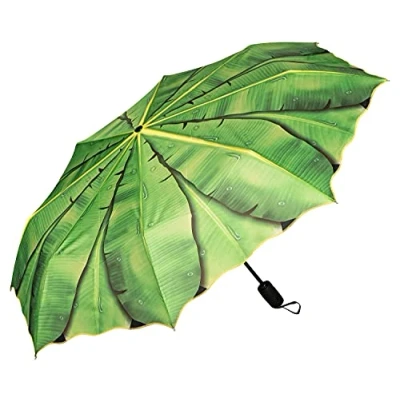 Immagine di VON LILIENFELD® Ombrello Tascabile Apertura e Chiusura Automatica Antivento Portatile Leggero Stabile Colorato Foglia di banano