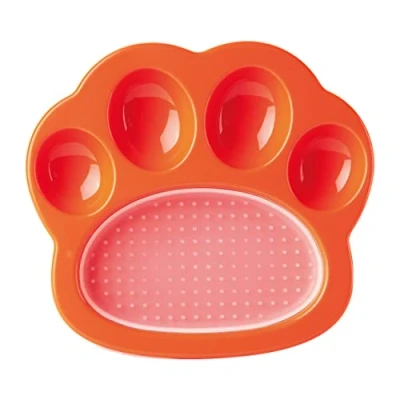 Immagine di PetDreamHouse PAW 2 IN 1 Mini Slow Feeder &amp; Lick Pad, divertente e unico piatto a forma di zampe con un pad intercambiabile per leccare le zampe.