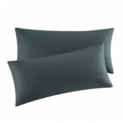Immagine di Aisbo Federe Cuscini Letto 40x80 Coppia di Matrimoniale, con Cerniera, Microfibra, Traspiranti e Morbidissime, Grigio Scuro