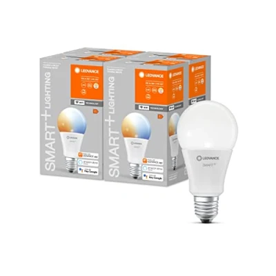Immagine di LEDVANCE Lampada LED intelligente con tecnologia WiFi, attacco E27, dimmerabile, colore della luce variabile (2700 6500K), sostituisce le lampade a incandescenza 60W,SMART+ Classic,confezione da 4