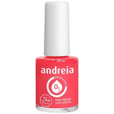 Immagine di Andreia Vernis Halal Smalto Vegan, Permeabile e Traspirante conforme ai requisiti Alta Qualità Colore B16 Corallo Sfumature di Rosa 10,5 ml