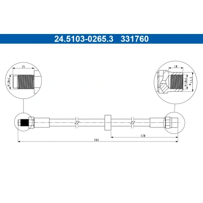 Immagine di ATE 24.5103 0265.3 Tubi Freno 295mm M10x1mm VOLVO: XC70 I Cross Country, S60 I, V70 2