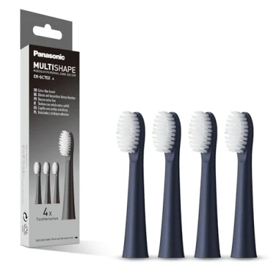 Immagine di Panasonic ER 6CT02 Testina di ricambio per spazzolino elettrico bagnato e asciutto, con spazzola extra fine (x4), compatibile sistema modulare la cura personale MULTISHAPE