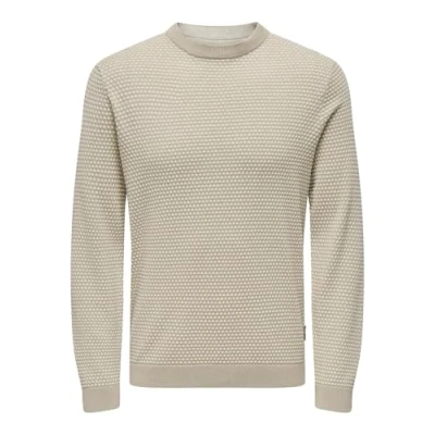 Immagine di ONLY &amp; SONS Onstapa Reg 12 Struc LS Crew Knit Noos Maglione, Silver Lining/Pattern:Oatmeal Mel Dots, XS Uomo